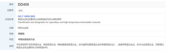 DD408铸造高温合金抗压、抗扭性BB电子 BB电子的网站`